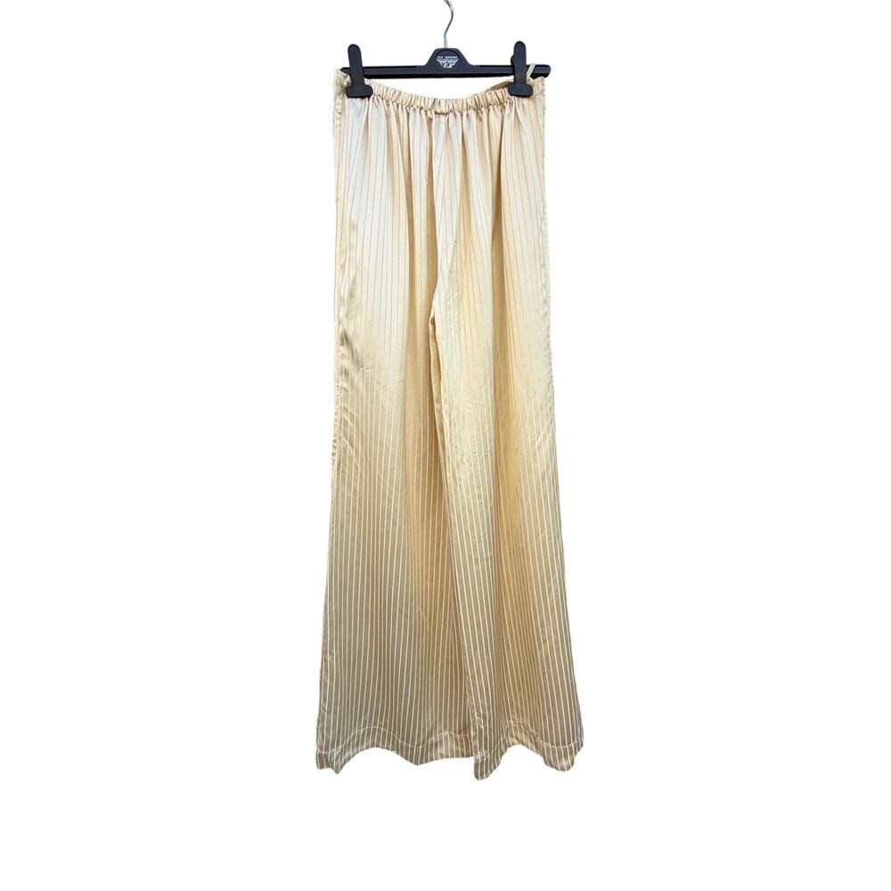 STAUD Luke Pant Gold Stripe Silk Blend Wide Leg Pleated Luxury Trousers M NWT - Picture 5 of 9